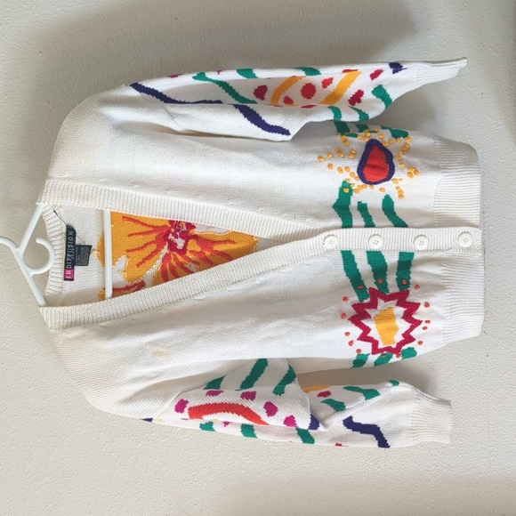 Vintage embroidered cable knit Cardigan tennis sweater 90s - Picture 9 of 9